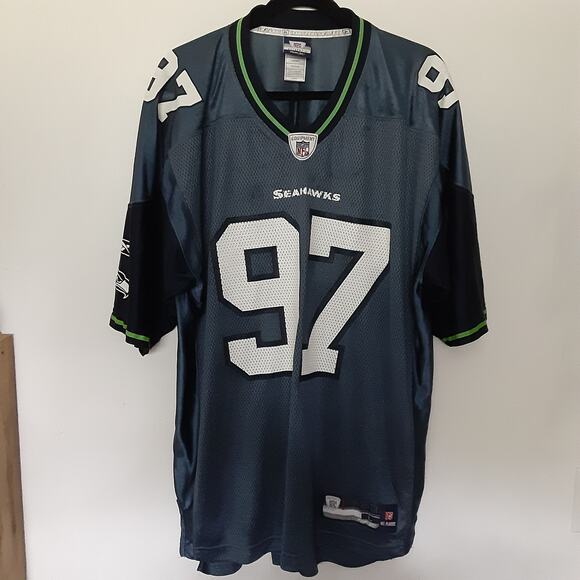 Patrick Kerney Jersey Mens L Seattle Seahawks 97 Reebok Blue - Picture 1 of 11